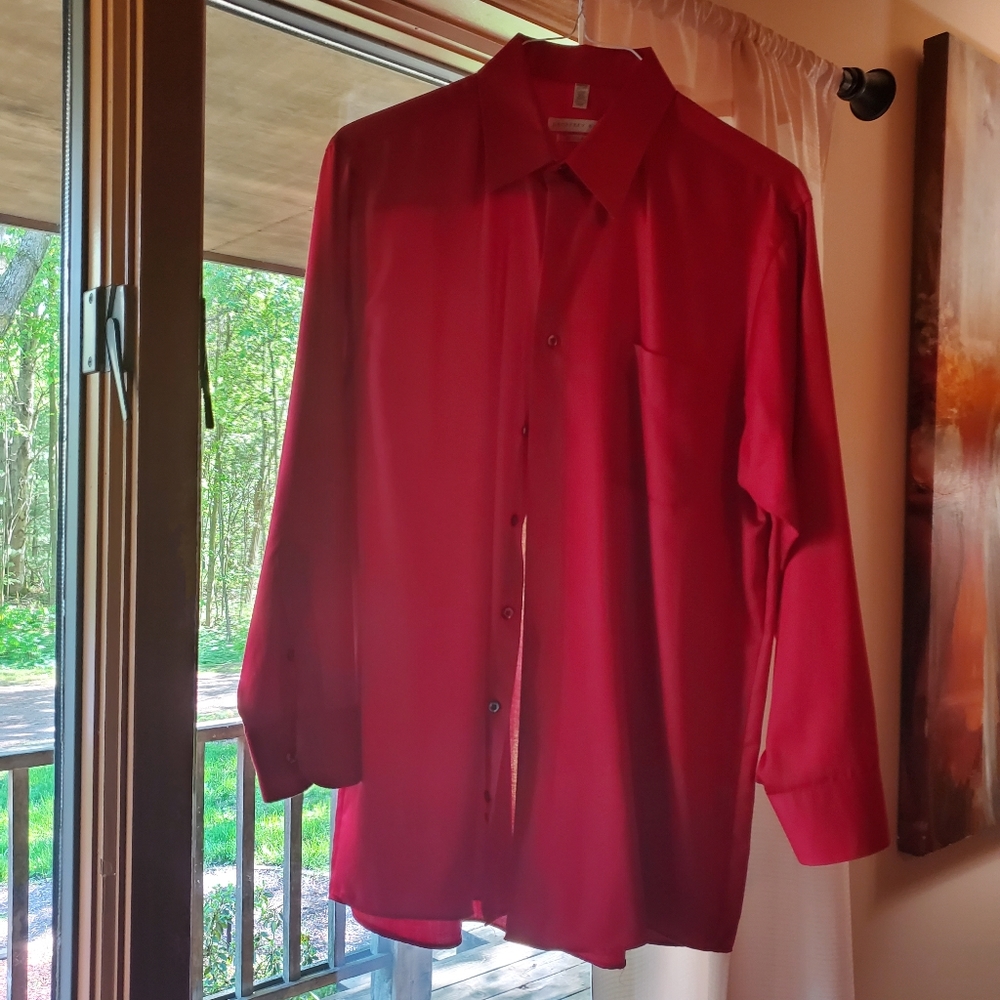 Mens red button down shirt Geoffrey Beene